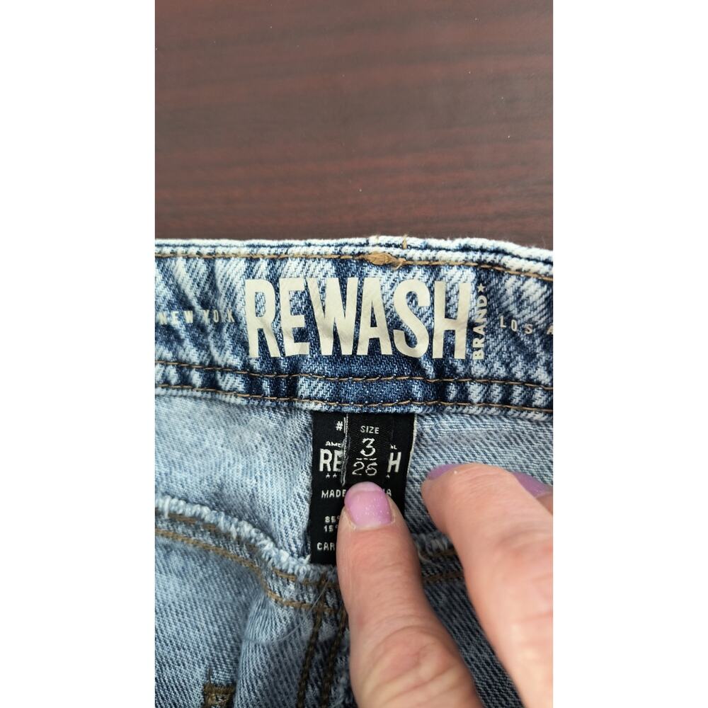 Rewash Low Rise Relaxed Flare Jeans Women's Size 3/26 Light Wash Raw Hem Denim - Picture 10 of 16